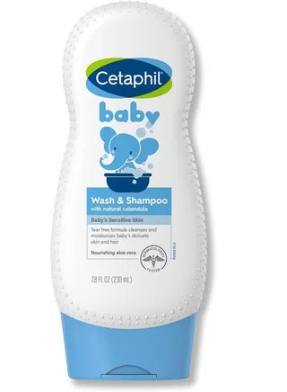 Cetaphil Baby Wash & Shampoo Pure Calendula Wool 7.8 Oz 230 ml Each Bottle Clear Glass & Animal Variety 