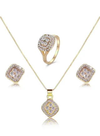 Yayan Women's Glitter Jewelry Set Bridal Wedding Necklace Earrings and Ring 