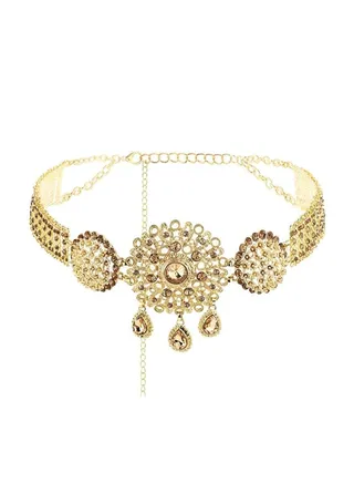 Waist Chains, Gold Rhinestone Pendant Waist Chains Belts, Crystal Water Drop Boho Belly Chain Belt, Flower Prom Waist Charm, Jewelry Accessories for Women and Girls, 1 Pcs 