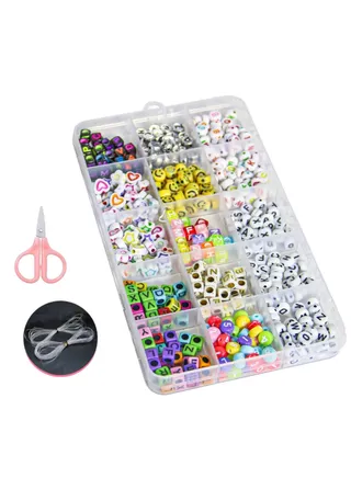 Colourful Bracelet Beads And A-Z Alphabet Letter Art Starter DIY Bead Making Kit For Kids 