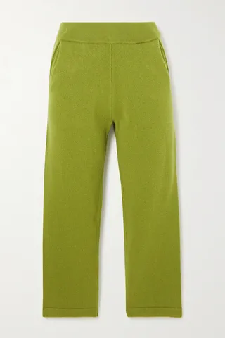 The Elder Statesman - Cropped Merino Wool And Cashmere-blend Slim-leg Pants - Green