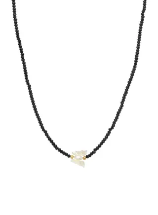 Black beads necklace with butterfly pendant 