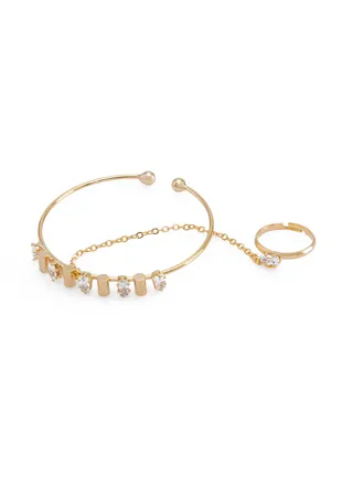 A ring connected to a bracelet 