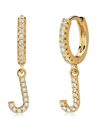 Women Huggie Hoop Earrings Gold Initial A-Z Dangle Drop Cubic Zirconia 14K Gold Filled Small Simple Hypoallergenic Personalized Jewelry - 26 Letters 