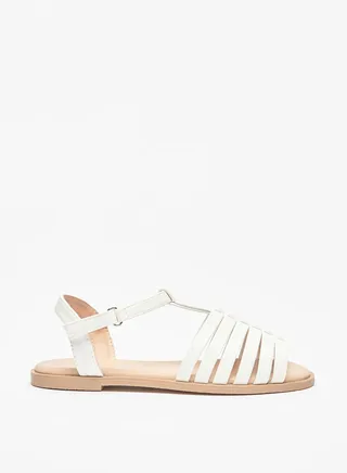 Girl's Solid Sandals With Hook And Loop Closure 