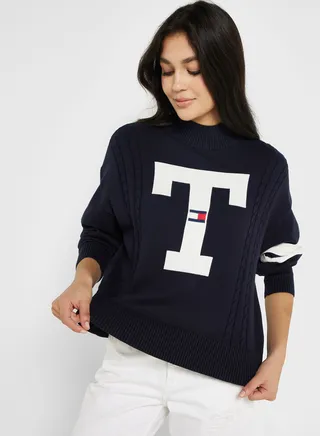 High Neck Logo Sweater
