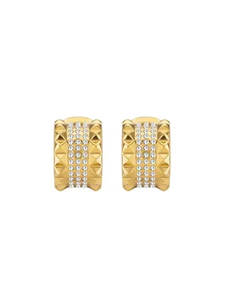 Police Barrel Yellow Gold Plated Stainless Steel Ladies Earrings With Crystals - PEJLE0001402 