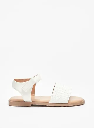 Girl's Weave Textured Sandals with Hook and Loop Closure Ramadan Collection 