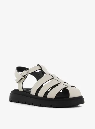 Girls' Solid Backstrap Sandals with Buckle Closure 