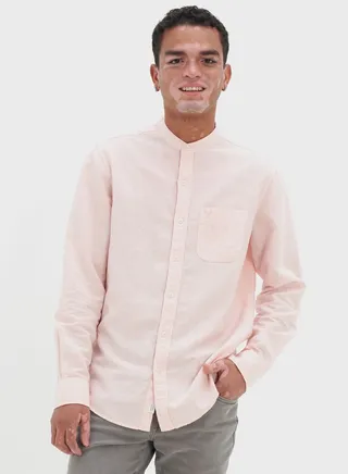Band Collar Classic Fit Shirt 