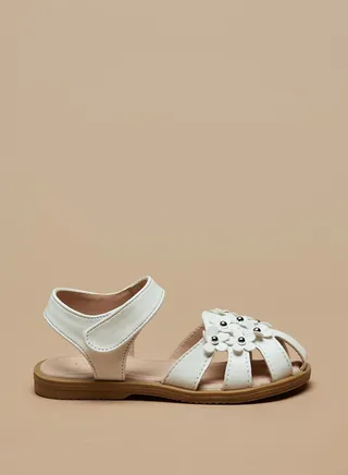 Girls Flora Bella Embellished Sandals with Hook and Loop Closure 