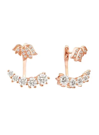 Women's Floral Silver Jacket Earrings 