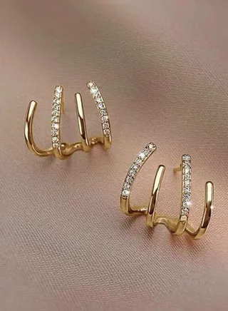 Elegant Gold Plated Earrings Cubic Zirconia 