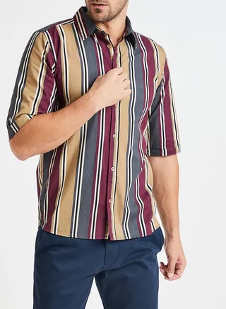 Striped 3/4th Sleeve Shirt Multicolour 