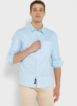 Spread Collar Classic Slim Fit Pure Cotton Casual Shirt 