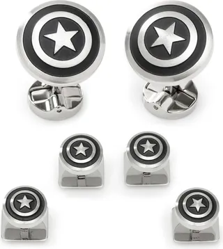 x Marvel Captain America Shield Cuff Link & Stud Set