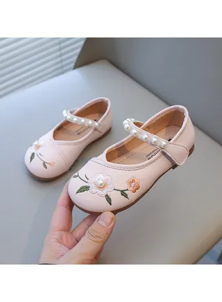 Spring New Girls Leather Shoes Princess Shoes Children's National Style Dance Shoes 