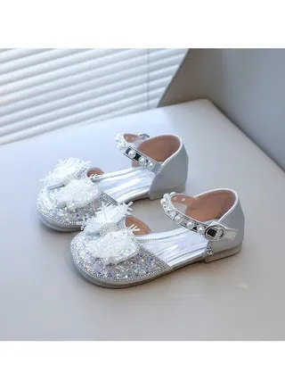 Summer New Girls Princess Rhinestone Sandals Little Leather Shoes 