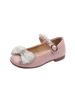 Girls Spring And Summer New Sandals Princess Pearl Bowknot Dance Shoes 