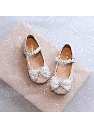 Girls Spring And Summer New Sandals Princess Pearl Bowknot Dance Shoes 