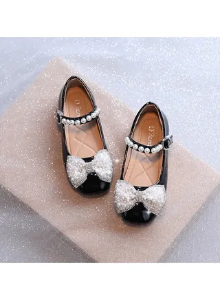 Girls Spring And Summer New Sandals Princess Pearl Bowknot Dance Shoes 
