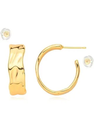Women Huggie Earrings Gold Hoop 14K Gold Filled Small Simple Handmade Hypoallergenic Everyday Jewelry 