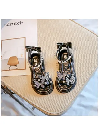 Girls Summer New Pearl Children's Princess Non-slip Beach Shoes Sandals 