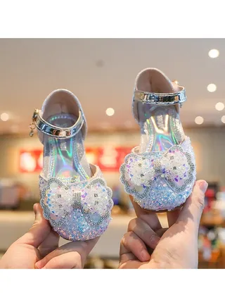 New Girls Leather Shoes Children's Crystal Princess Shoes Sandals 