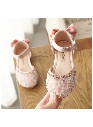 Girls Summer New Rhinestone Soft Bottom Sandals Children's Princess Leather Shoes 