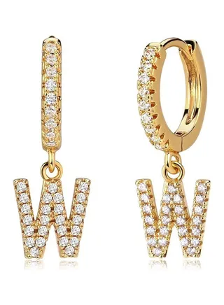 Women Huggie Hoop Earrings Gold Initial A-Z Dangle Drop Cubic Zirconia 14K Gold Filled Small Simple Hypoallergenic Personalized Jewelry - 26 Letters 