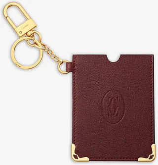 Womens Burgendy Must de Leather key Ring and Card Holder