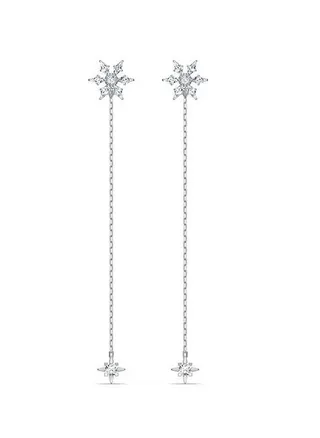 Magic Chain Pierced Earrings, White, Rhodium plated 
