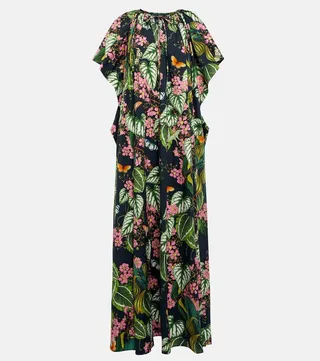 Printed cotton-blend maxi dress