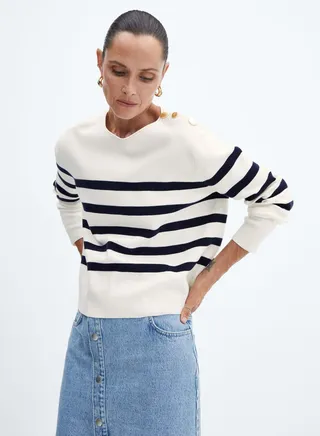 Striped Button Detail Sweater 