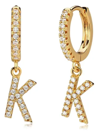 Women Huggie Hoop Earrings Gold Initial A-Z Dangle Drop Cubic Zirconia 14K Gold Filled Small Simple Hypoallergenic Personalized Jewelry - 26 Letters 