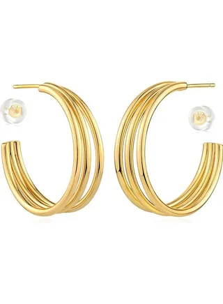 Women Huggie Earrings Gold Hoop 14K Gold Filled Small Simple Handmade Hypoallergenic Everyday Jewelry 
