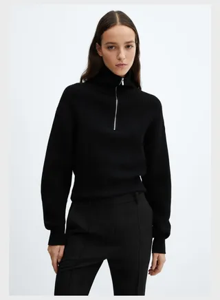 Zip Neck Ribbed Sweater 