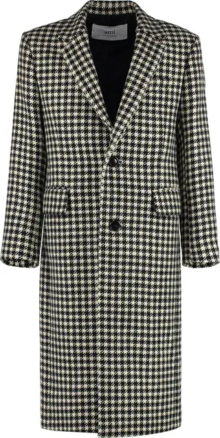 Houndstooth Wool Coat