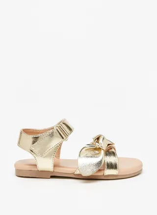 Girl's Bow Detail Sandals With Hook And Loop Closure 