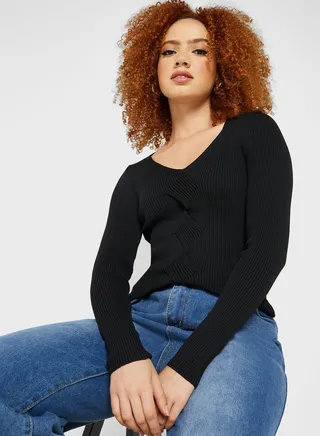 V-Neck Knitted Sweater 