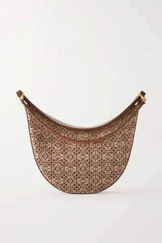Loewe - Luna Leather-trimmed Canvas-jacquard Shoulder Bag - Brown