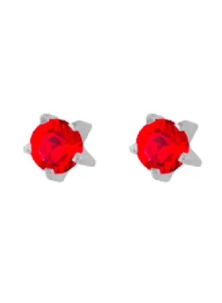 Stainless Steel Ruby Mini Tiffany Swarovski Earrings 