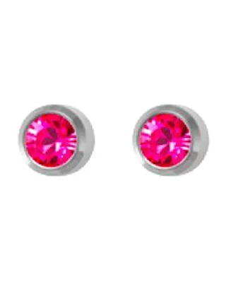 Stainless Steel Mini Rose Swarovski Earrings 