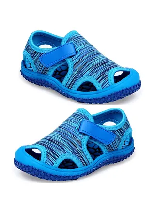Kids Summer Camouflage Non-Slip Soft Soled Flat Shoes Closed Toe Beach Sandals Camouflage Blue 