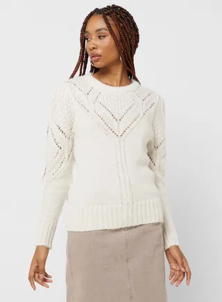 Open Work Crew Neck Sweater