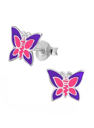 925 Sterling Silver Butterfly Stud Earrings 