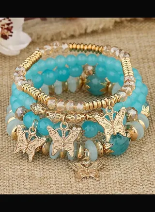 Young Girls Bracelt Bohemian Multi-Layer Crystal Bracelet Beach Bracelet 