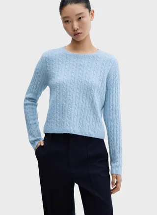 Crew Neck Cable Knitted Sweater 