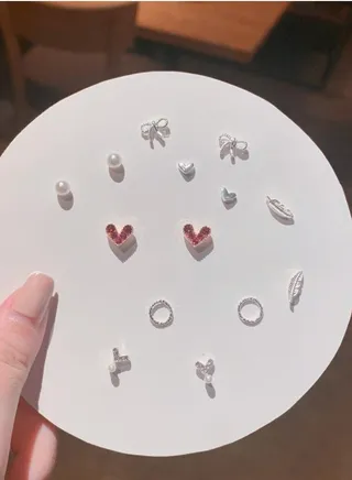 7-Pair 925 Silver Ear Nail Earring Combination Set 
