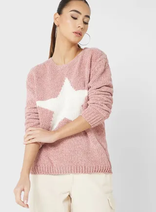 Printed Intarsia Sweater 